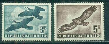 Австрия, 1953, Птицы, 2 марки из 4 х, 300 Евро - самые редкие!